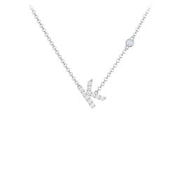 Pavé K Initial Necklace with Satellite Gemstone