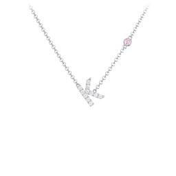 Pavé K Initial Necklace with Satellite Gemstone