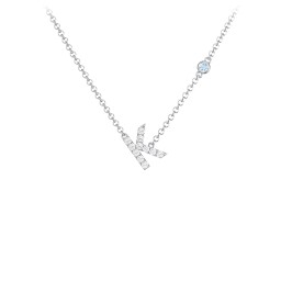 Pavé K Initial Necklace with Satellite Gemstone in 925 Sterling Silver with White Premium Zirconia and Blue Topaz