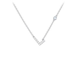 Pavé L Initial Necklace with Satellite Gemstone in 925 Sterling Silver with White Premium Zirconia and Aquamarine