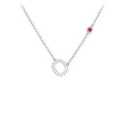 Pavé O Initial Necklace with Satellite Gemstone