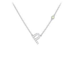 Pavé P Initial Necklace with Satellite Gemstone
