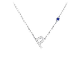 Pavé P Initial Necklace with Satellite Gemstone