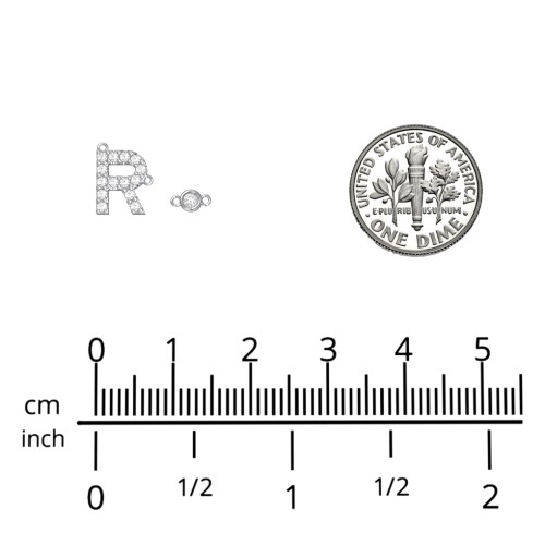 Pavé R Initial Necklace with Satellite Gemstone