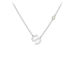 Pavé S Initial Necklace with Satellite Gemstone