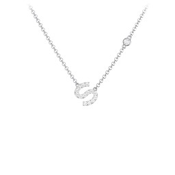 Pavé S Initial Necklace with Satellite Gemstone