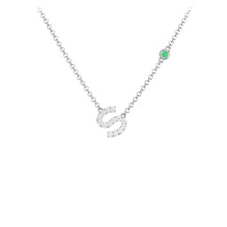 Pavé S Initial Necklace with Satellite Gemstone
