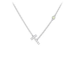 Pavé T Initial Necklace with Satellite Gemstone