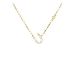 Pavé U Initial Necklace with Satellite Gemstone