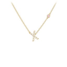 Pavé X Initial Necklace with Satellite Gemstone