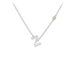 Pavé Z Initial Necklace with Satellite Gemstone