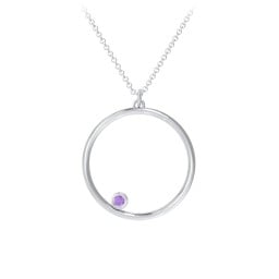 Open Circle Necklace with 1 Birthstone