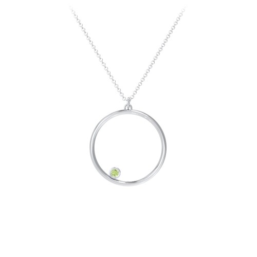 Open Circle Necklace with 1 Birthstone