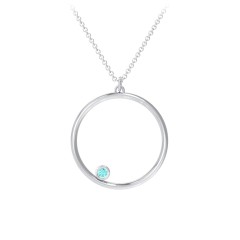 Open Circle Necklace with 1 Birthstone – Sterling Silver with Mint Premium Zirconia