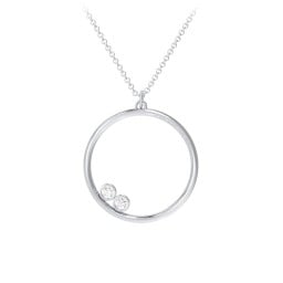 Open Circle Necklace with 2 Birthstones