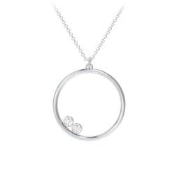 Open Circle Necklace with 2 Birthstones