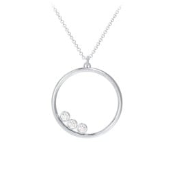 Open Circle Necklace with 3 Birthstones