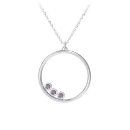 Open Circle Necklace with 3 Birthstones