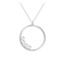 Open Circle Necklace with 4 Birthstones
