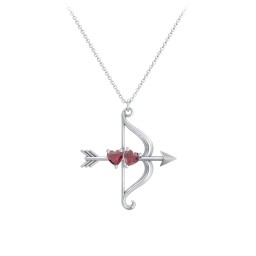 Cupid's Arrow Necklace in 925 Sterling Silver with Ruby