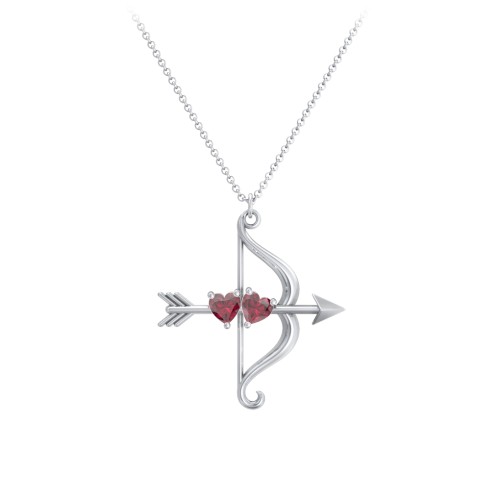 Cupid's Arrow Necklace – Sterling Silver with Ruby