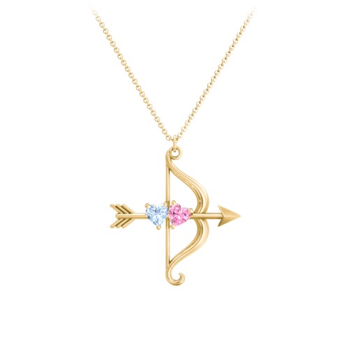 Cupid's Arrow Necklace – 10K Yellow Gold with Aquamarine and Pink Tourmaline