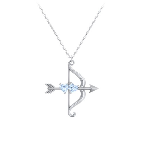 Cupid's Arrow Necklace – Sterling Silver with Aquamarine