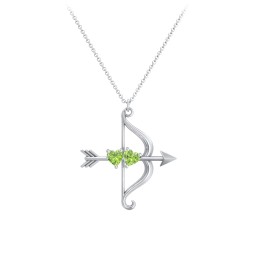 Cupid's Arrow Necklace in 925 Sterling Silver with Peridot