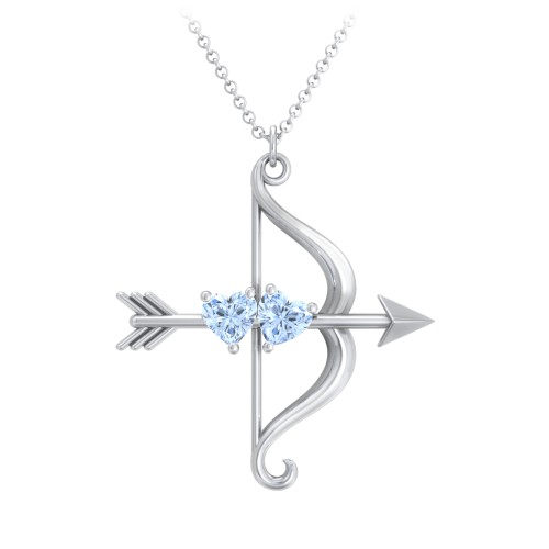 Cupid's Arrow Necklace – Sterling Silver with Aquamarine