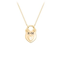 Engravable Love Lock Necklace in 10K Solid Yellow Gold