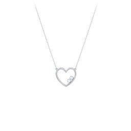 Open Heart Necklace with 1-3 Birthstones in 925 Sterling Silver with Aquamarine and Pink Tourmaline
