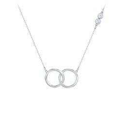 Interlocking Rings Pendant with Bezel Set Gemstones in 925 Sterling Silver with Aquamarine