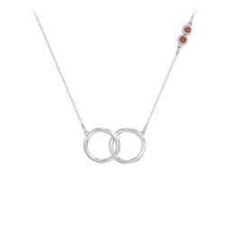 Interlocking Rings Pendant with Bezel Set Gemstones in 925 Sterling Silver with Garnet