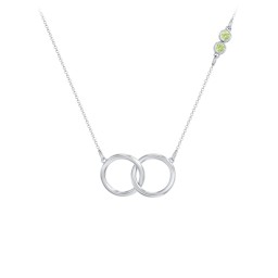 Interlocking Rings Pendant with Bezel Set Gemstones in 925 Sterling Silver with Peridot