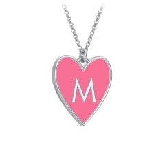 Engravable Initial Cold Enamel Heart Necklace