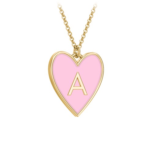 Engravable Initial Cold Enamel Heart Necklace