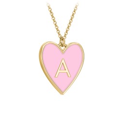 Engravable Initial Cold Enamel Heart Necklace in 10K Solid Yellow Gold