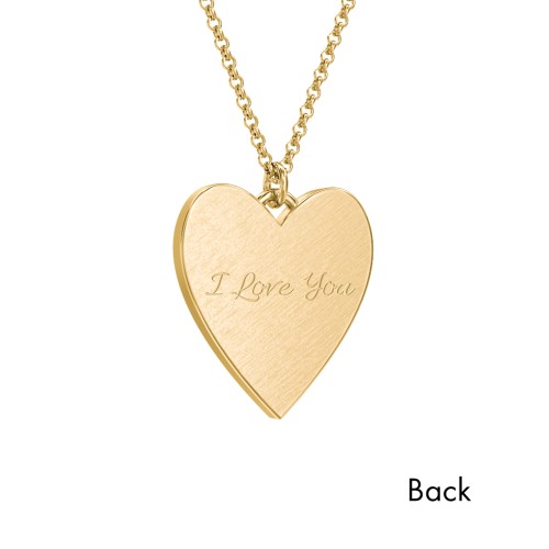 Engravable Initial Cold Enamel Heart Necklace – 10K Yellow Gold