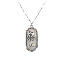 Engravable Forget-Me-Not Flower Medallion Necklace with Gemstone in 925 Sterling Silver with Peridot