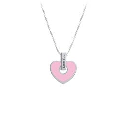 Engravable Pink Cold Enamel Heart Pendant