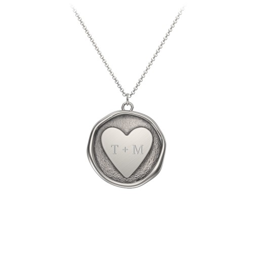 Engravable Heart Wax Seal Medallion Necklace – Sterling Silver