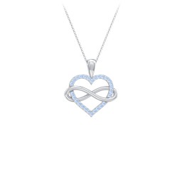 Infinity Wrapped Pave Heart Pendant in 925 Sterling Silver with Fancy Blue Premium Zirconia