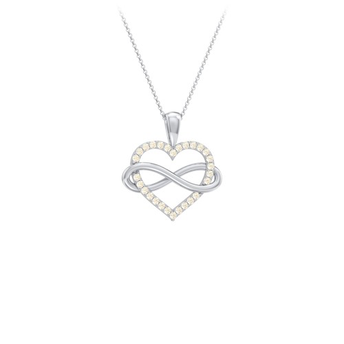 Infinity Wrapped Pave Heart Pendant – Sterling Silver with Fancy Yellow Premium Zirconia