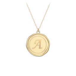 Initial Medallion Necklace - A in 10K Solid Yellow Gold