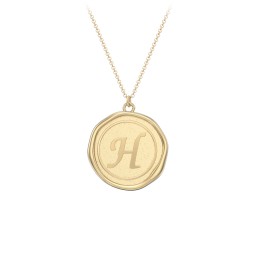 Initial Medallion Necklace - H in 10K Solid Yellow Gold