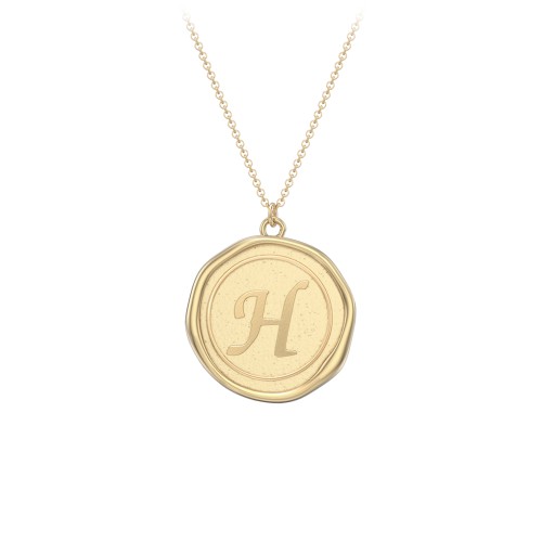 Initial Medallion Necklace - H – 10K Yellow Gold