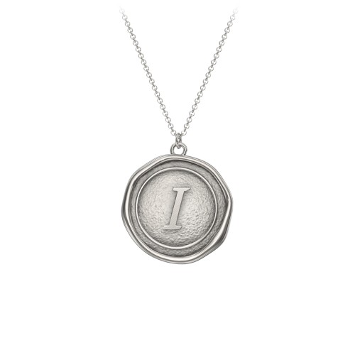 Initial Medallion Necklace - I – Sterling Silver
