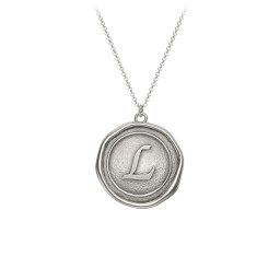 Initial Medallion Necklace - L in 925 Sterling Silver