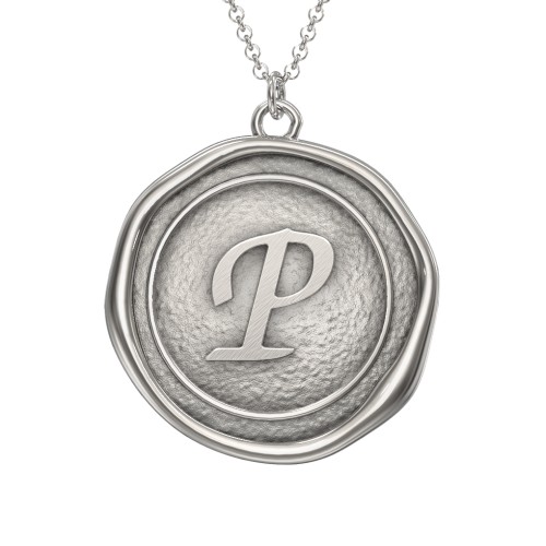 Initial Medallion Necklace - P – Sterling Silver