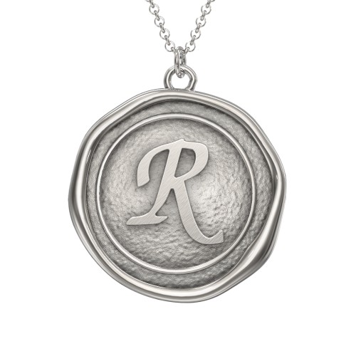 Initial Medallion Necklace - R – Sterling Silver